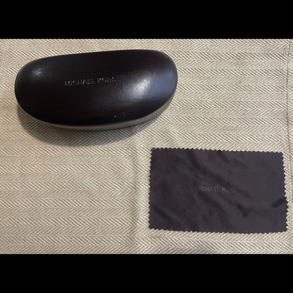Micheal Kors Dark Brown Hard Sunglass Case & Cloth
